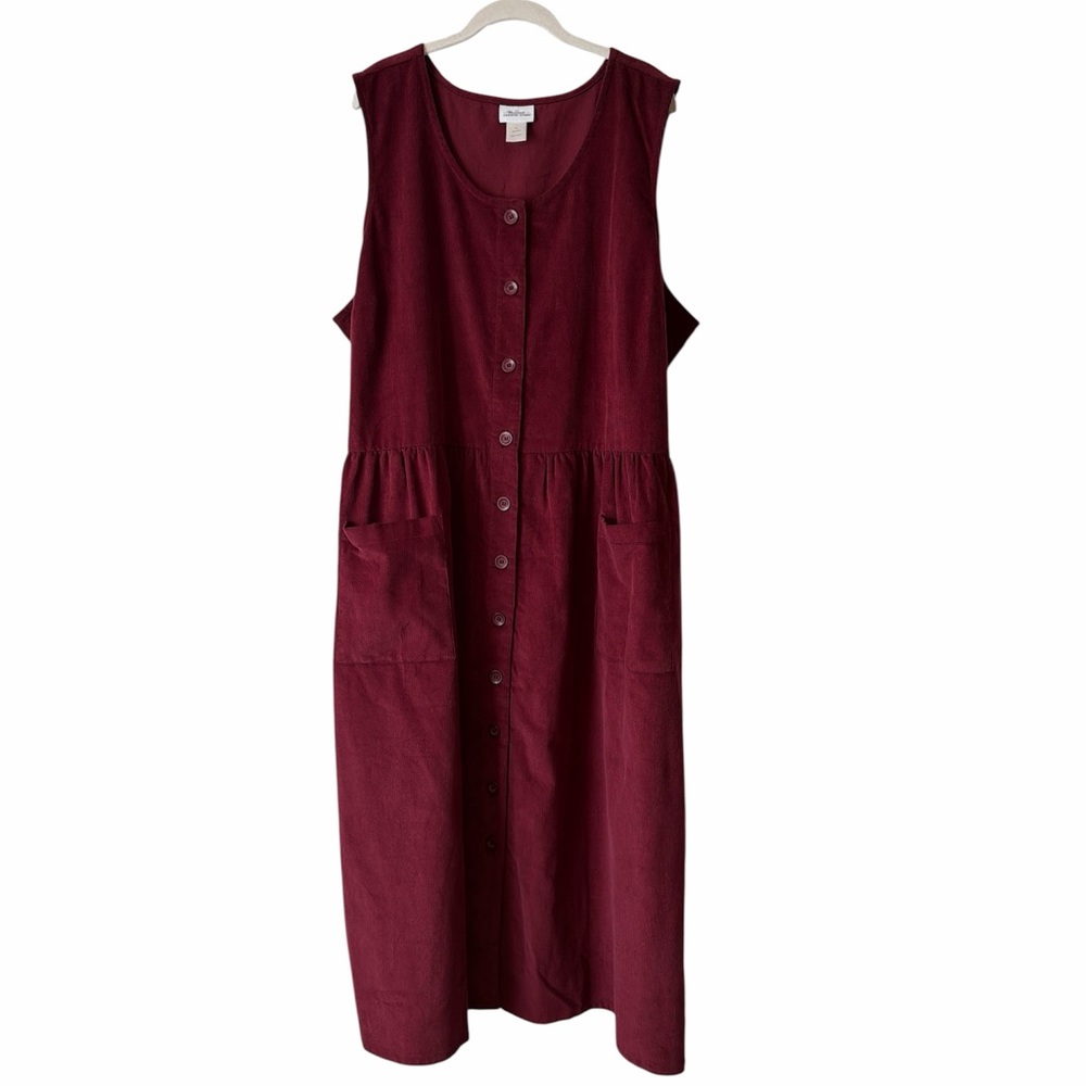 The Vermont Country Store burgundy corduroy dress size 3X modest western pockets
